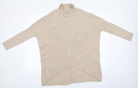 George Womens Beige Round Neck  Acrylic Pullover Jumper Size S