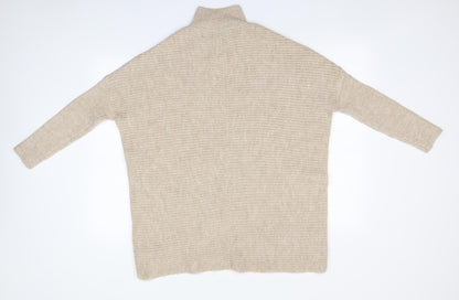 George Womens Beige Round Neck  Acrylic Pullover Jumper Size S