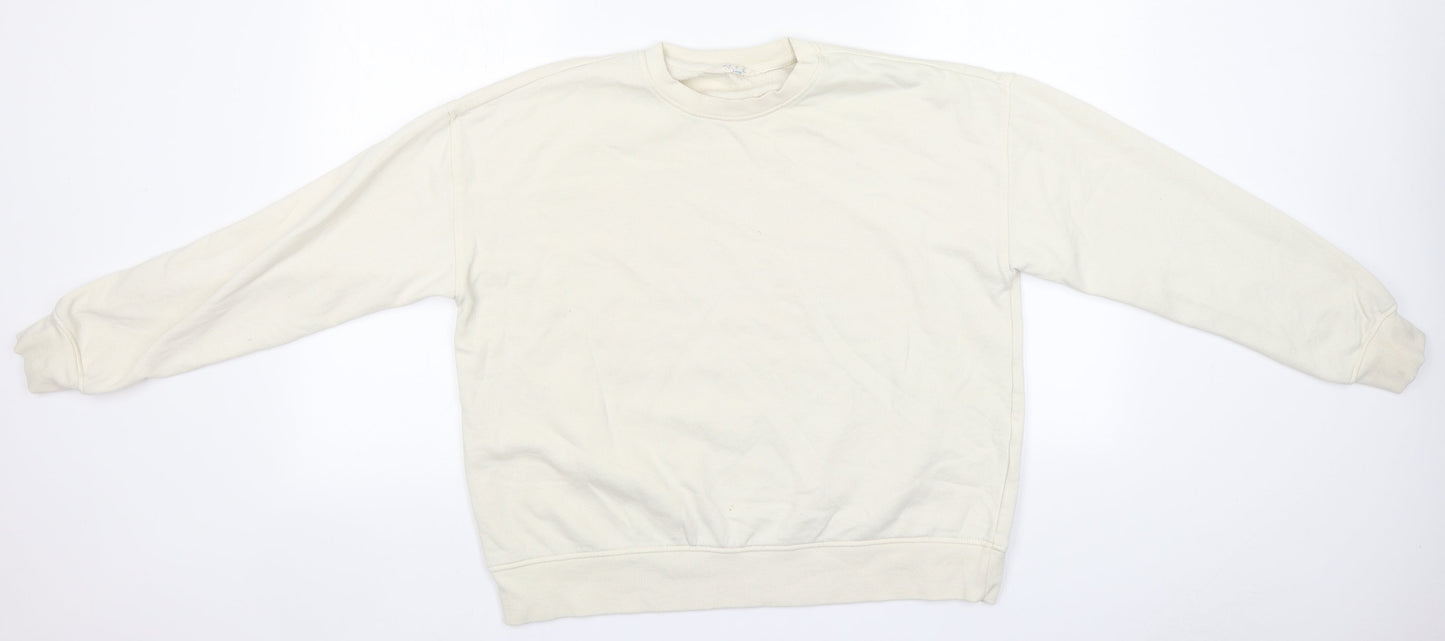 Primark Womens Ivory Round Neck  Cotton Pullover Jumper Size 10