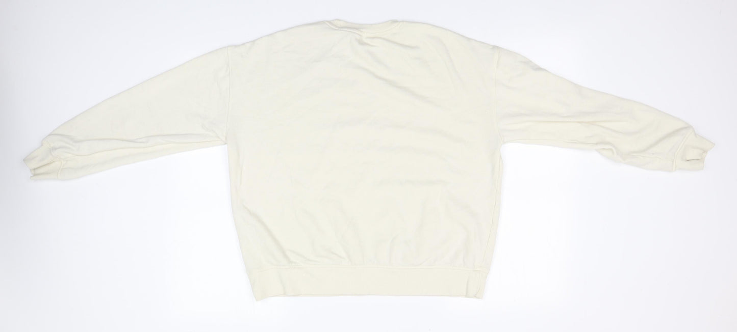 Primark Womens Ivory Round Neck  Cotton Pullover Jumper Size 10