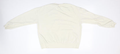 Primark Womens Ivory Round Neck  Cotton Pullover Jumper Size 10