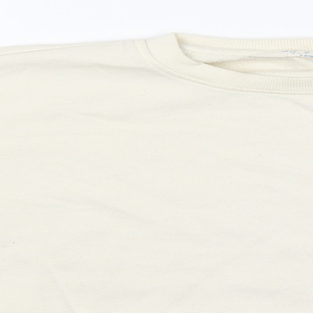 Primark Womens Ivory Round Neck  Cotton Pullover Jumper Size 10