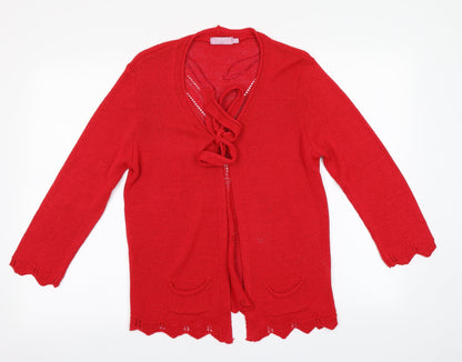 Womens UK Size M Preworn Red Cardigan Jumper