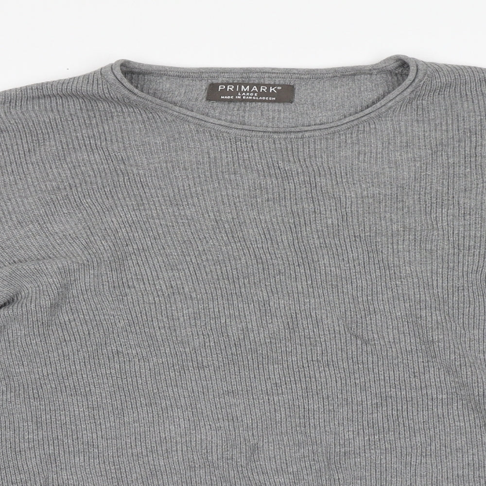 Primark Mens Grey Round Neck  Cotton Pullover Jumper Size L
