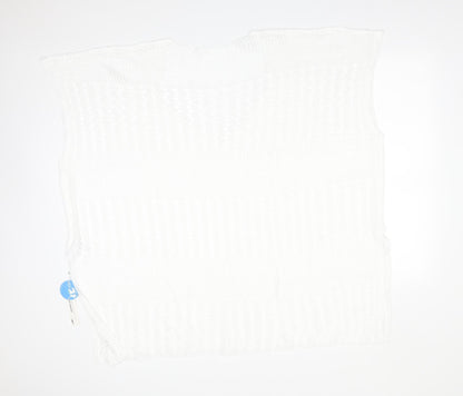 CUPSHIE Womens White Geometric  Overcoat Poncho Size M