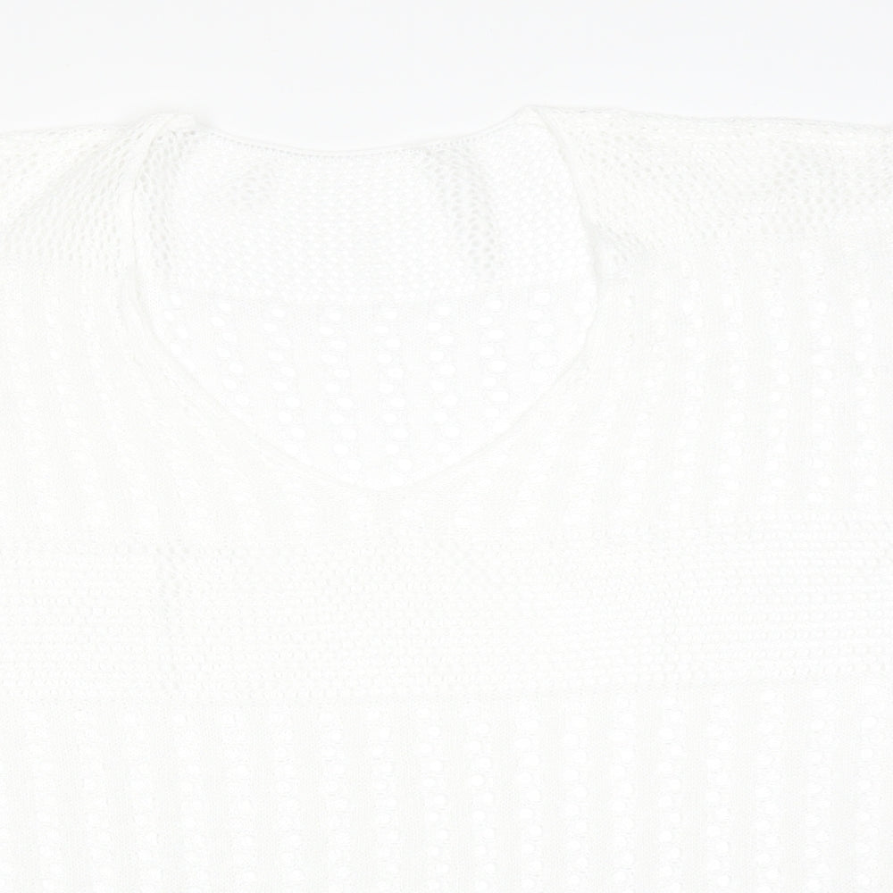 CUPSHIE Womens White Geometric  Overcoat Poncho Size M