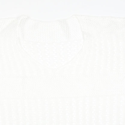 CUPSHIE Womens White Geometric  Overcoat Poncho Size M