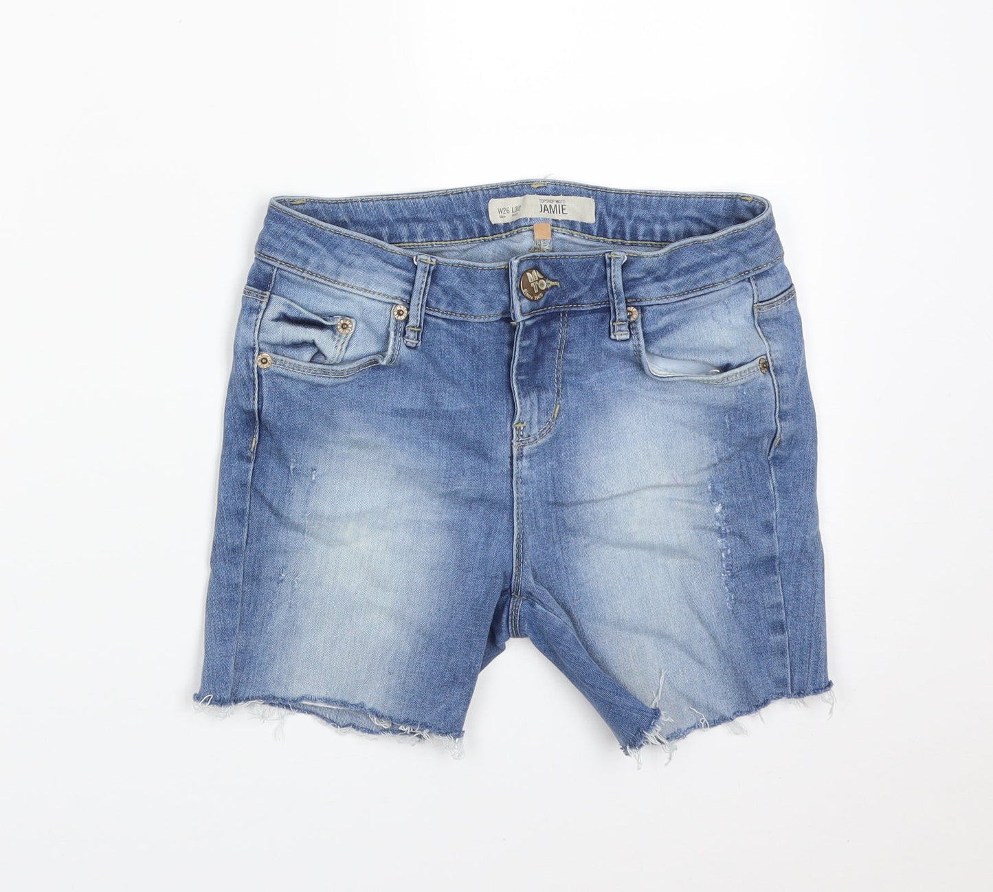 Topshop Womens Blue  Cotton Cut-Off Shorts Size 26 L3 in Regular
