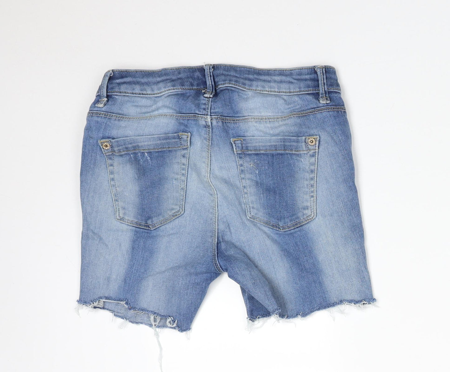 Topshop Womens Blue  Cotton Cut-Off Shorts Size 26 L3 in Regular