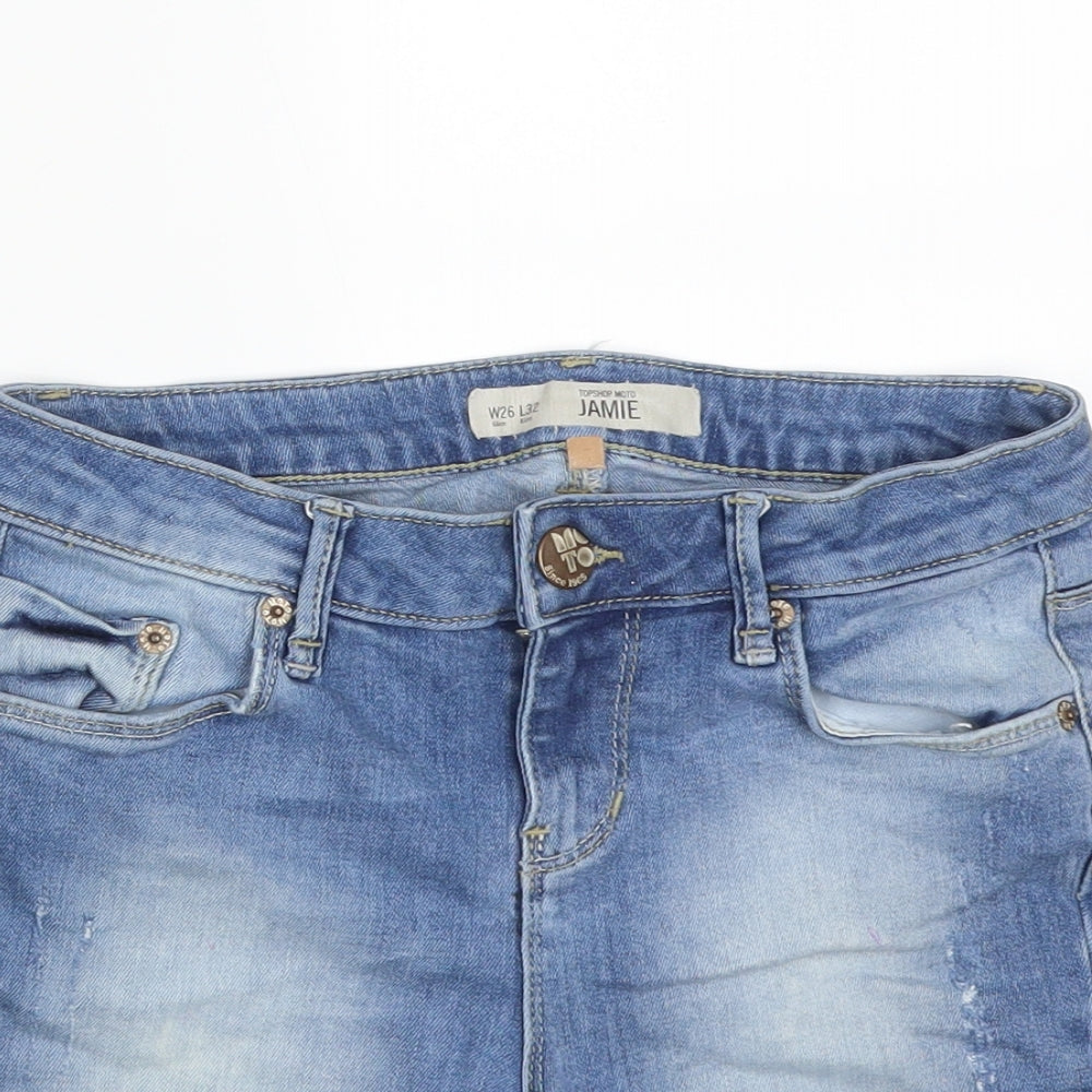 Topshop Womens Blue  Cotton Cut-Off Shorts Size 26 L3 in Regular