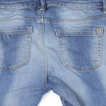 Topshop Womens Blue  Cotton Cut-Off Shorts Size 26 L3 in Regular