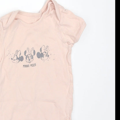 George Girls Pink  Cotton Bodysuit One-Piece Size 2-3 Years   - DISNEY MINNIE MOUSE