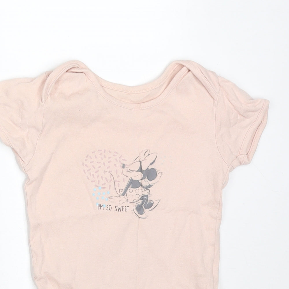 George Girls Pink  Cotton Bodysuit One-Piece Size 2-3 Years   - DISNEY MINNIE MOUSE