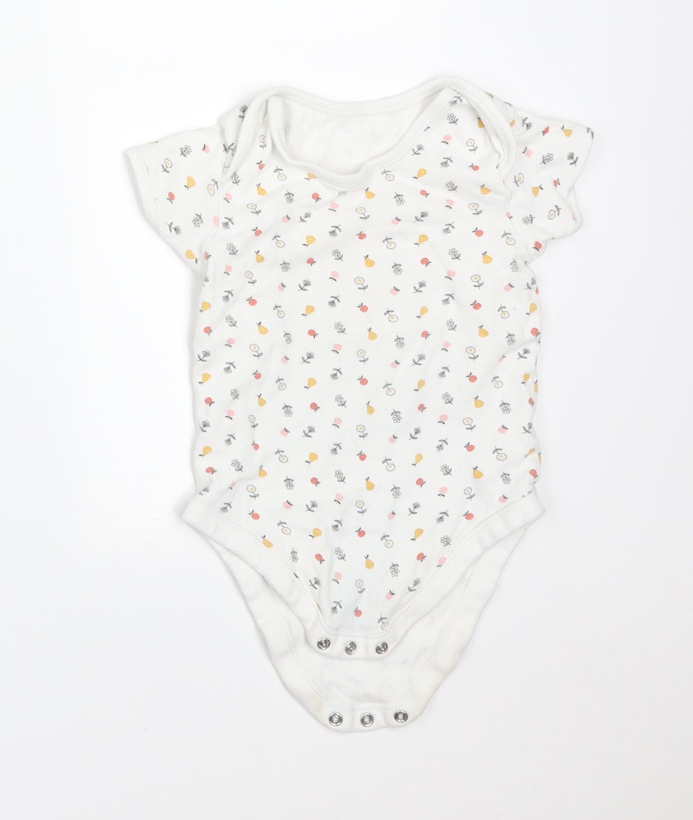 George Girls White Floral Cotton Bodysuit One-Piece Size 2-3 Years   - APPLES AND PEARS