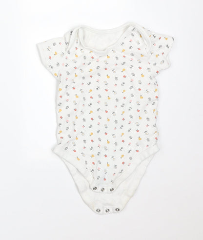 George Girls White Floral Cotton Bodysuit One-Piece Size 2-3 Years   - APPLES AND PEARS