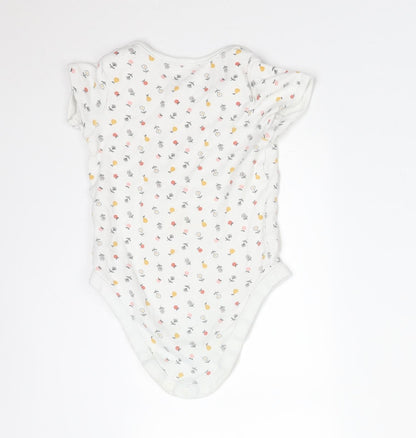 George Girls White Floral Cotton Bodysuit One-Piece Size 2-3 Years   - APPLES AND PEARS