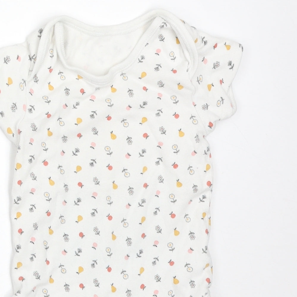 George Girls White Floral Cotton Bodysuit One-Piece Size 2-3 Years   - APPLES AND PEARS