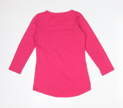 MISS BUNNY Girls Pink Floral  Basic T-Shirt Size 10 Years Round Neck  - SWAN  TODAY