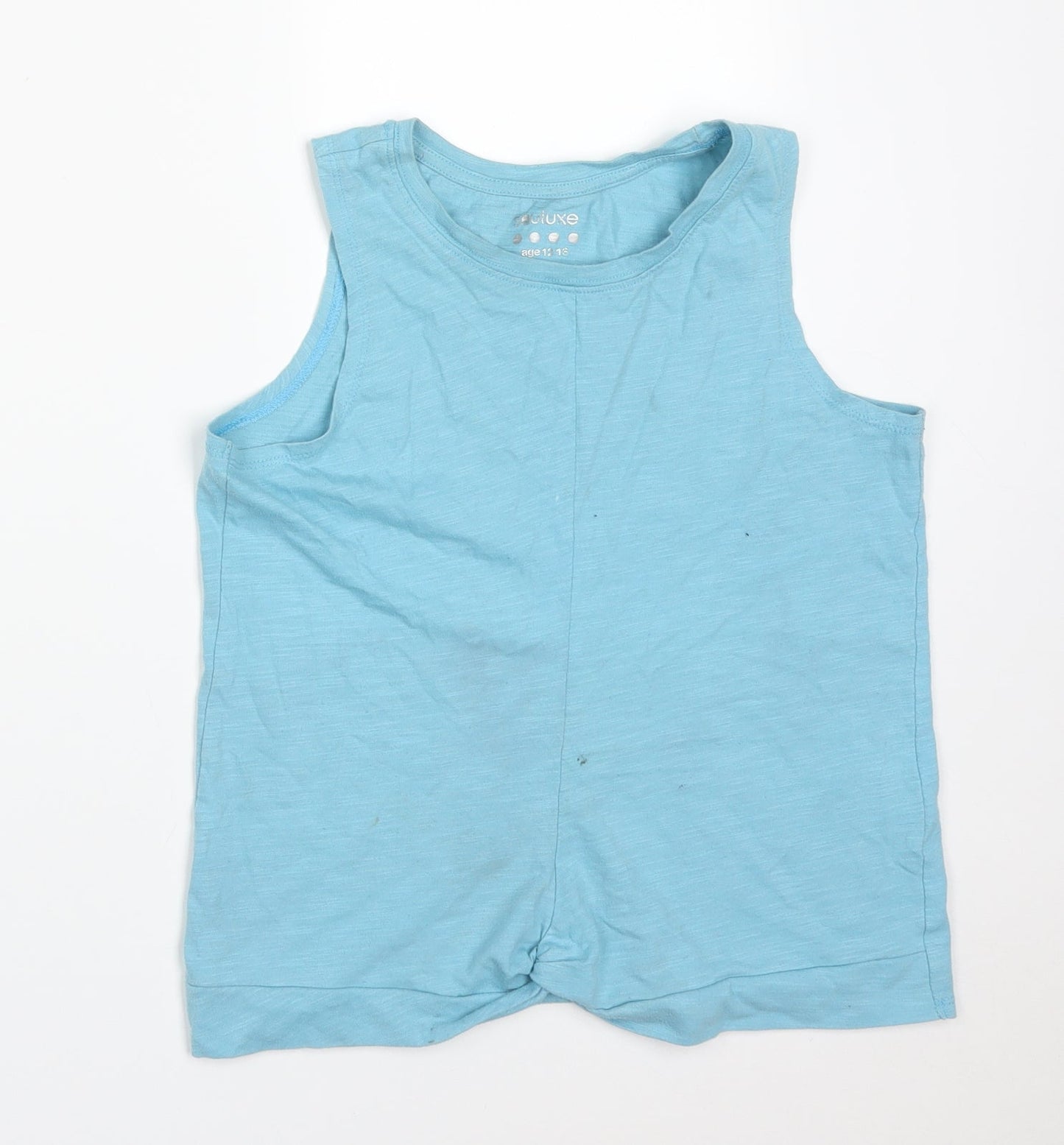 Matalan Girls Blue  Cotton Basic Tank Size 12-13 Years Round Neck