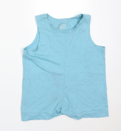 Matalan Girls Blue  Cotton Basic Tank Size 12-13 Years Round Neck