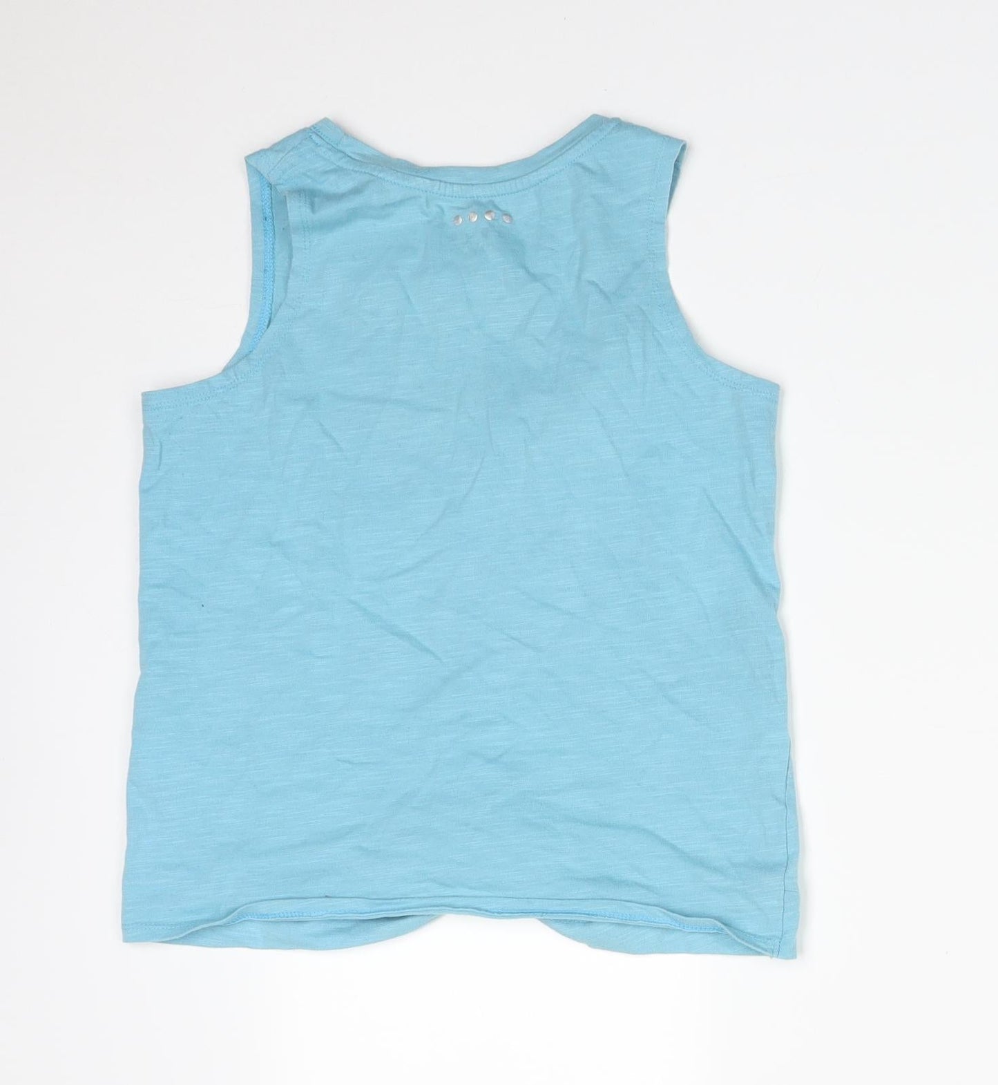 Matalan Girls Blue  Cotton Basic Tank Size 12-13 Years Round Neck