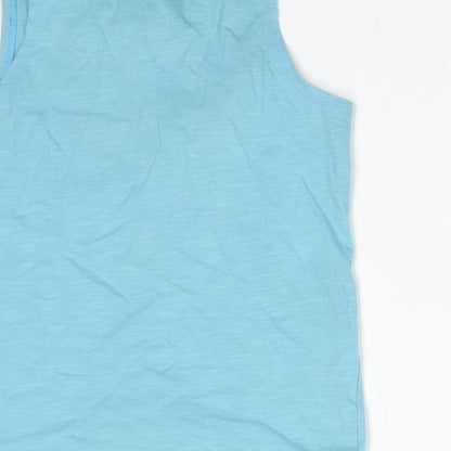 Matalan Girls Blue  Cotton Basic Tank Size 12-13 Years Round Neck