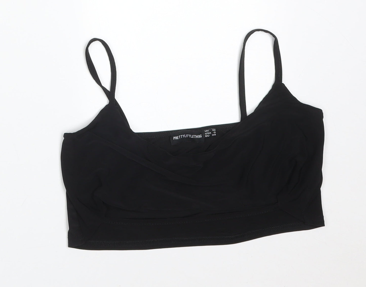 Womens UK Size 10 PRETTYLITTLETHING Black Camisole T-Shirt