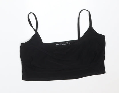 Womens UK Size 10 PRETTYLITTLETHING Black Camisole T-Shirt