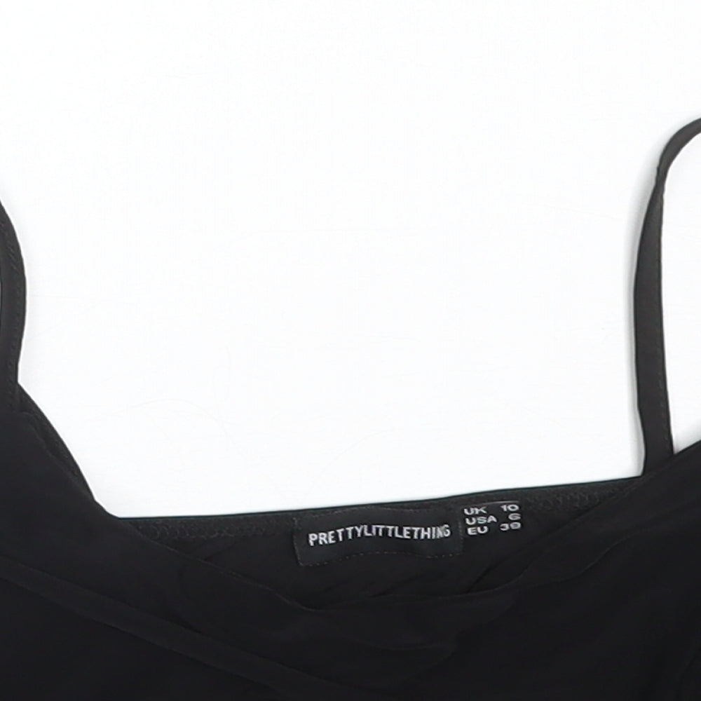 Womens UK Size 10 PRETTYLITTLETHING Black Camisole T-Shirt