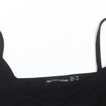 Womens UK Size 10 PRETTYLITTLETHING Black Camisole T-Shirt