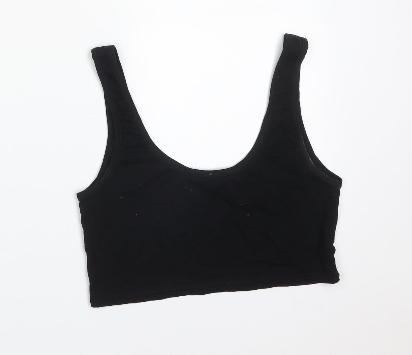 Womens UK Size 8 Missguided Black Cropped T-Shirt