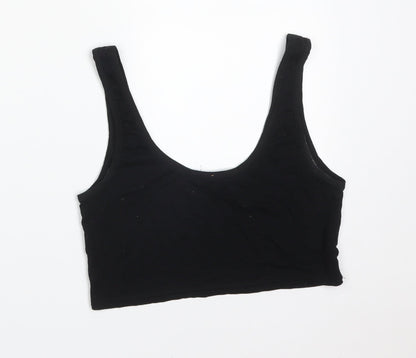Womens UK Size 8 Missguided Black Cropped T-Shirt