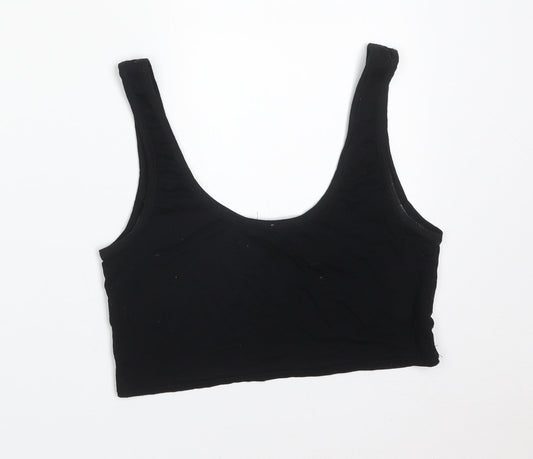 Womens UK Size 8 Missguided Black Cropped T-Shirt