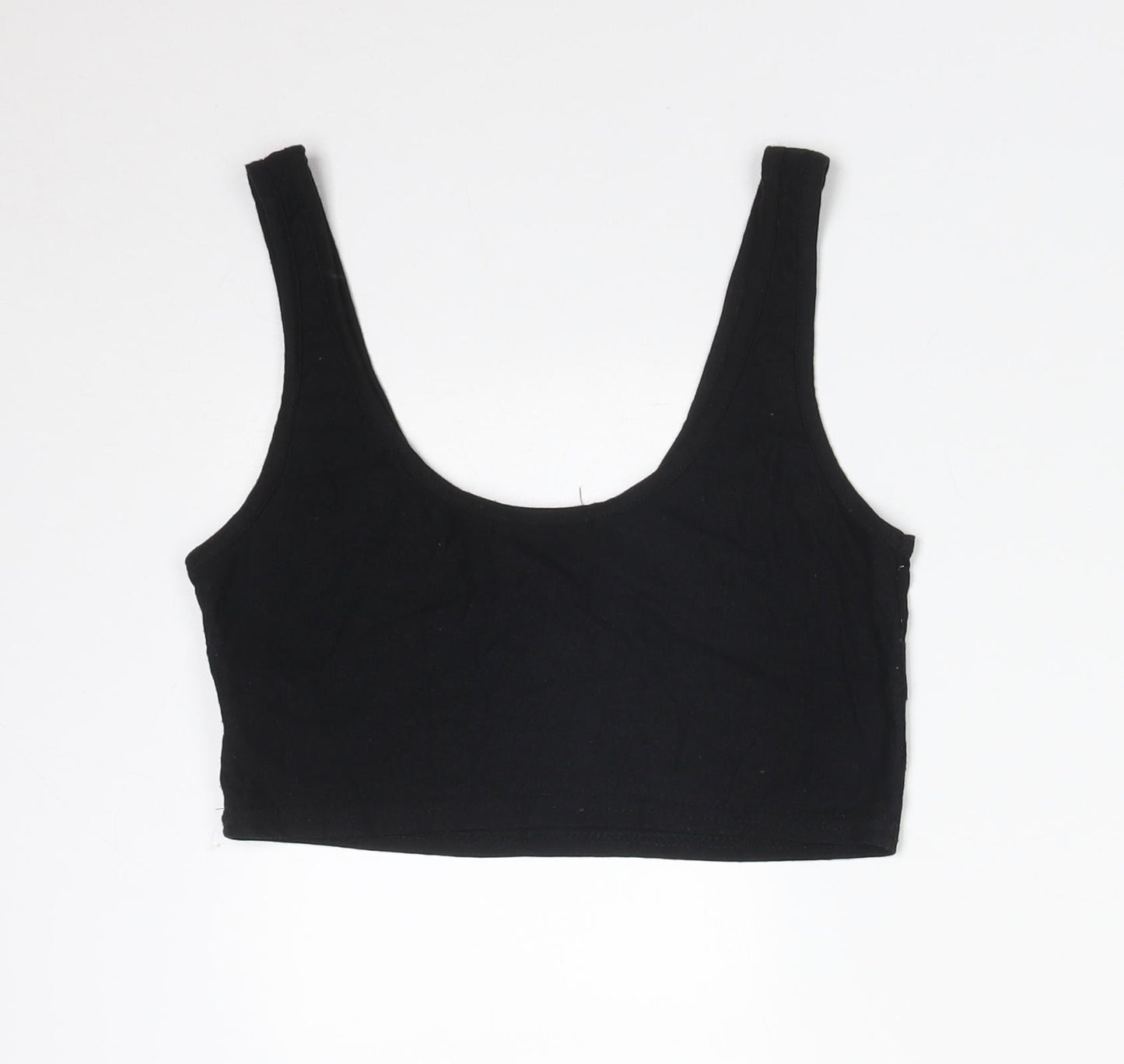 Womens UK Size 8 Missguided Black Cropped T-Shirt