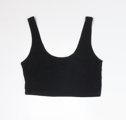 Womens UK Size 8 Missguided Black Cropped T-Shirt