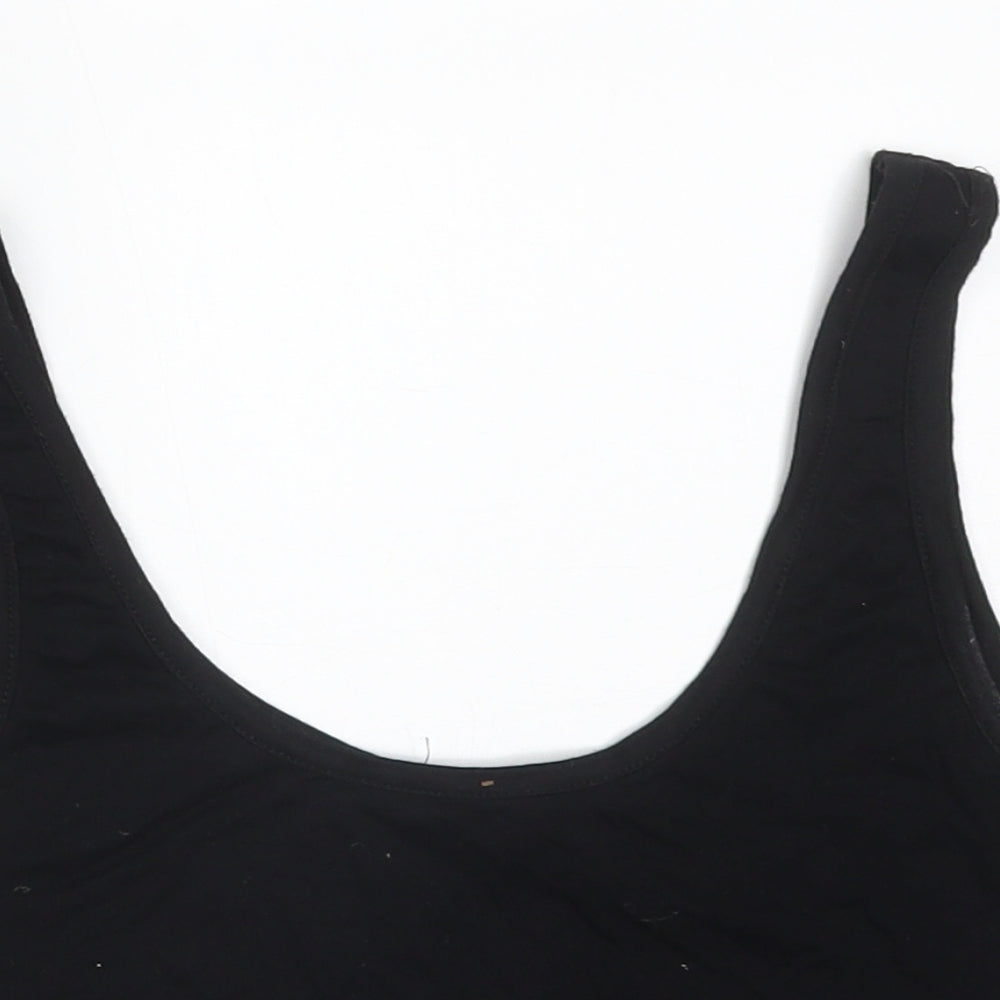 Womens UK Size 8 Missguided Black Cropped T-Shirt