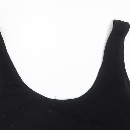 Womens UK Size 8 Missguided Black Cropped T-Shirt