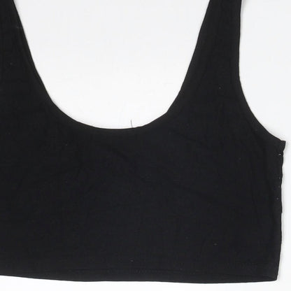 Womens UK Size 8 Missguided Black Cropped T-Shirt