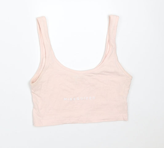 Womens UK Size 8 Missguided Pink Cropped T-Shirt