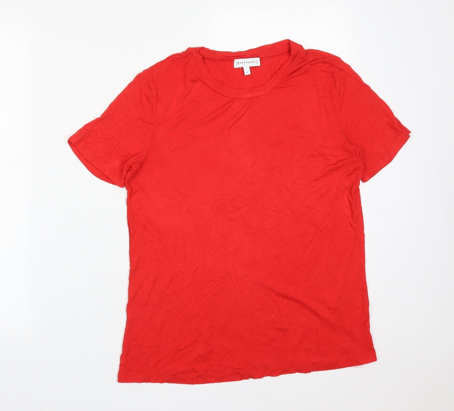 Womens UK Size 10 Warehouse Red Basic T-Shirt