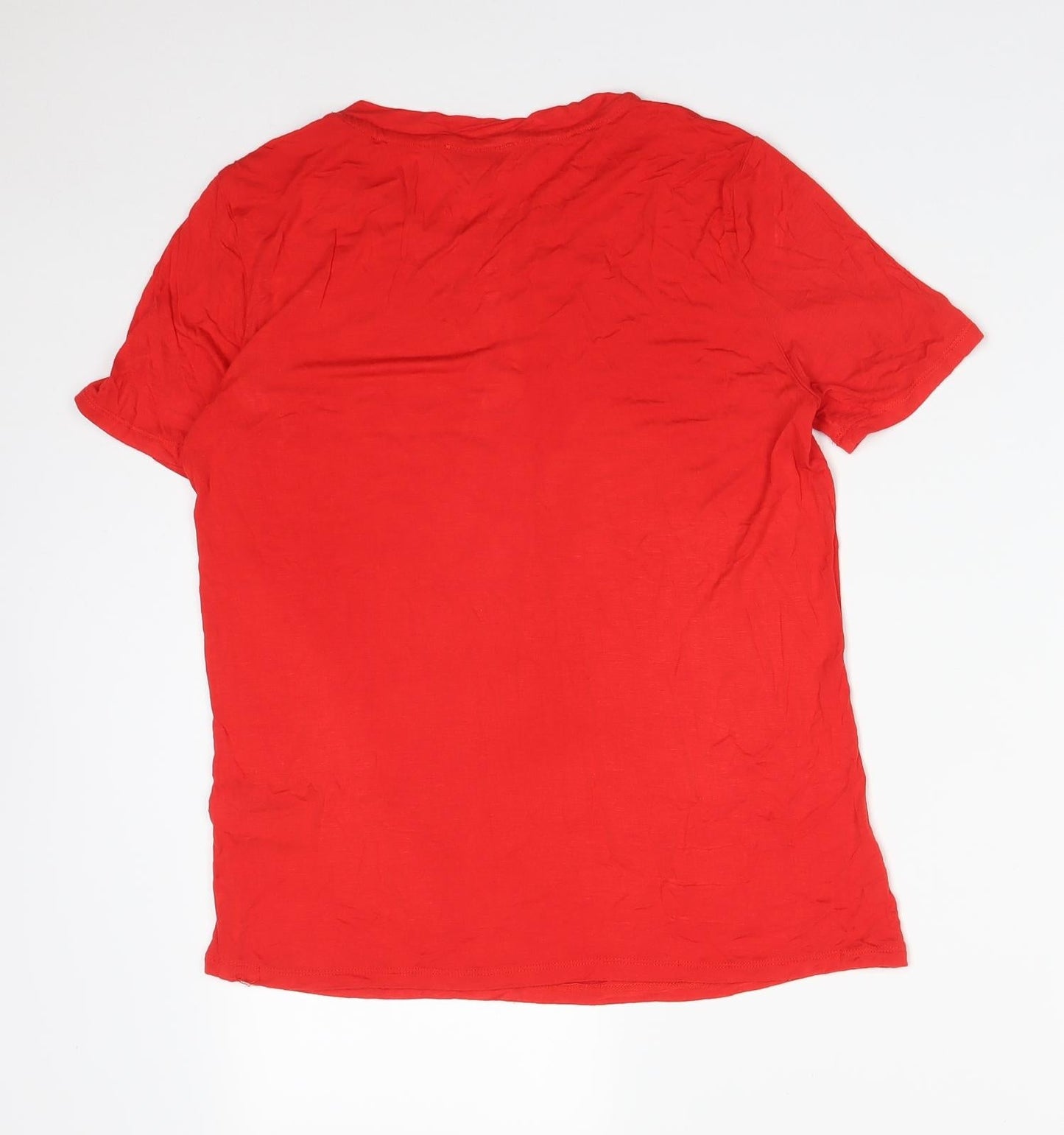 Womens UK Size 10 Warehouse Red Basic T-Shirt