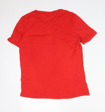 Womens UK Size 10 Warehouse Red Basic T-Shirt