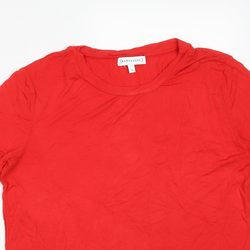 Womens UK Size 10 Warehouse Red Basic T-Shirt