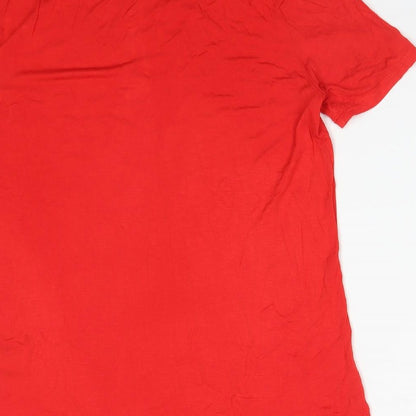 Womens UK Size 10 Warehouse Red Basic T-Shirt
