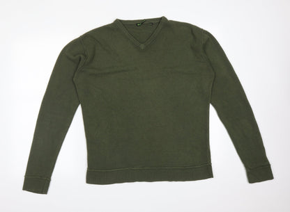 Additional front view of SIMON CLARK men’s green acrylic pullover sweatshirt, size L