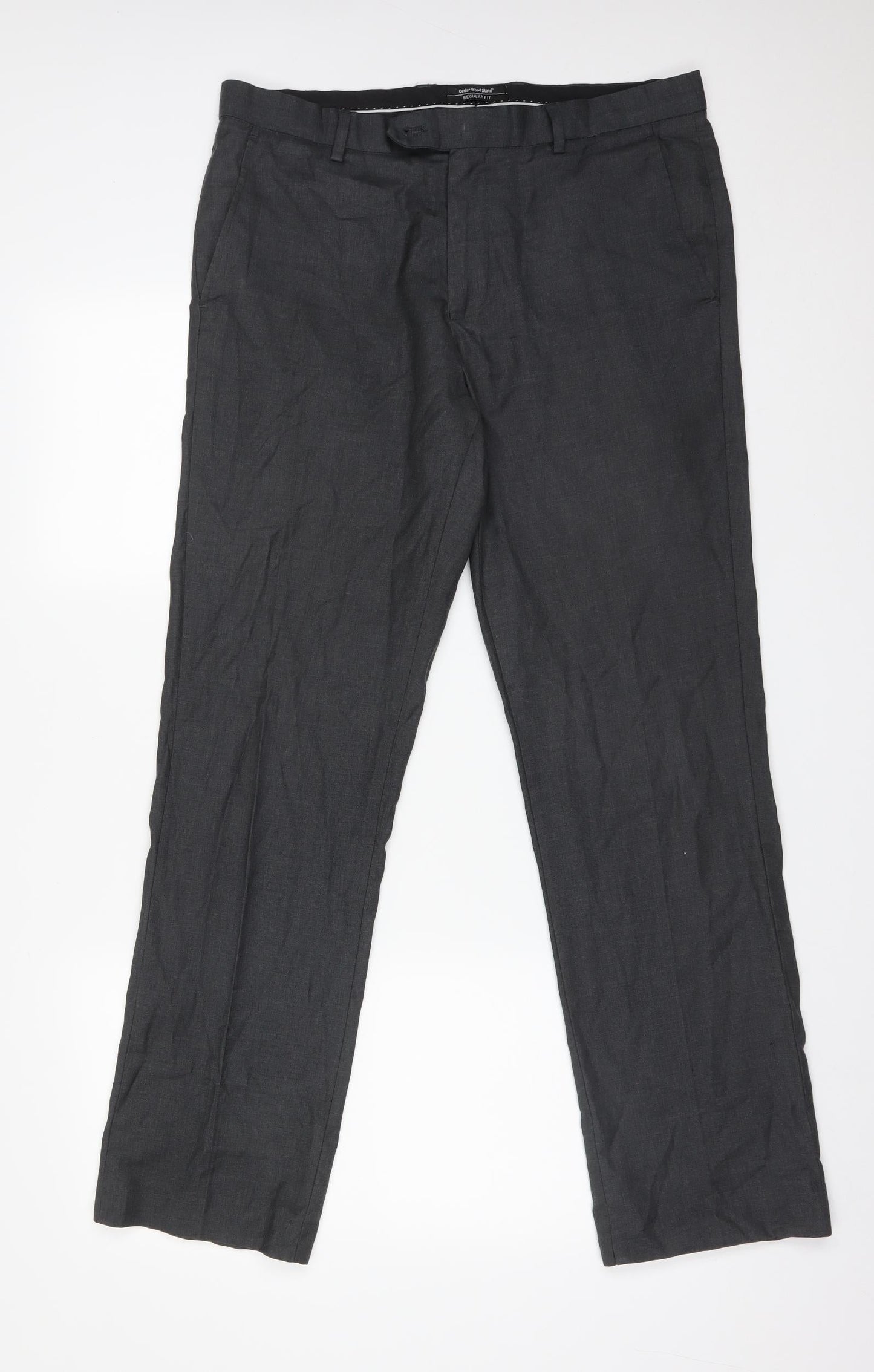 Mens UK Size 34 CEDARWOOD STATE Regular Fit Dress Pants Grey Trousers