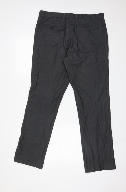 Mens UK Size 34 CEDARWOOD STATE Regular Fit Dress Pants Grey Trousers