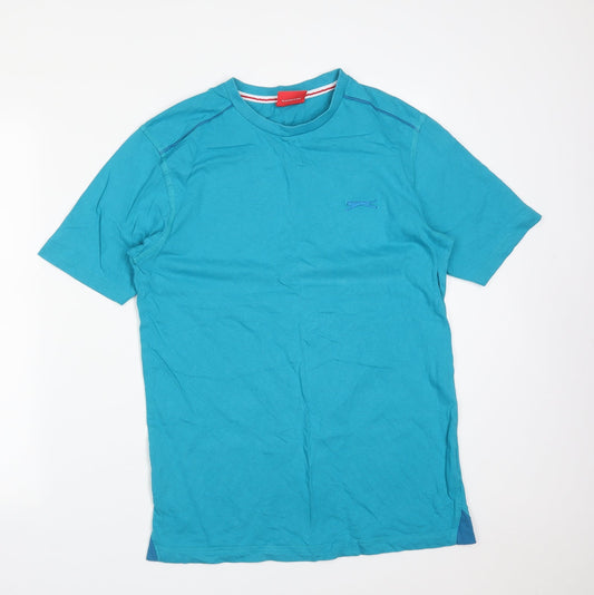 Slazenger Mens Blue  Cotton  T-Shirt Size S Round Neck