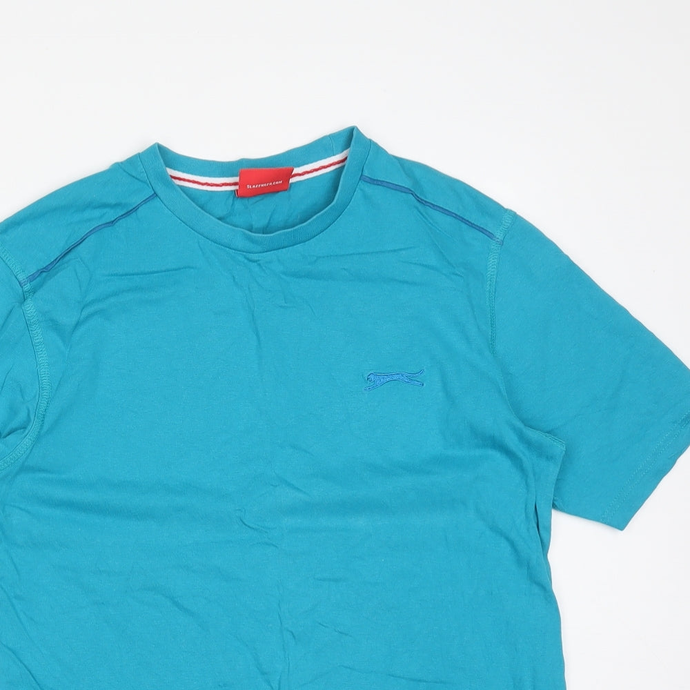Slazenger Mens Blue  Cotton  T-Shirt Size S Round Neck