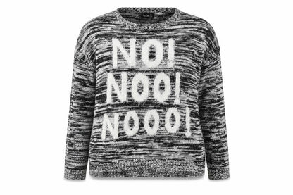 Front view of Janina women’s grey round neck acrylic jumper, size UK 14, - christmas
